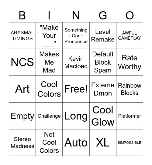 Recent Tab Bingo Card