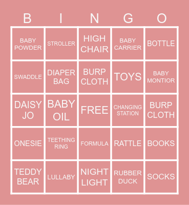 BABY BINGO Card