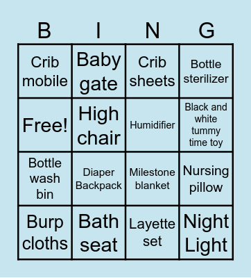 Baby Bingo Card