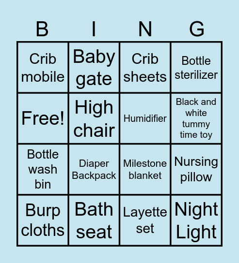 Baby Bingo Card