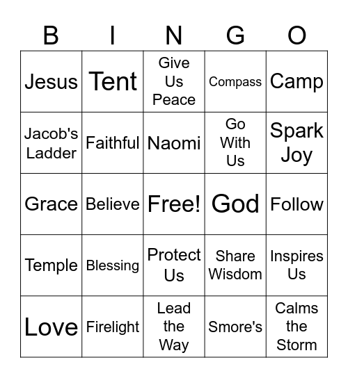 CAMP FIRELIGHT Bingo Card