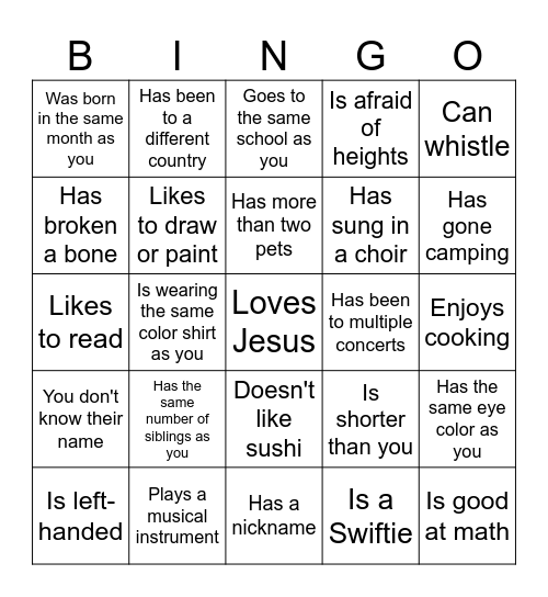 Find someone who... Bingo Card