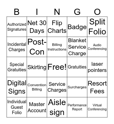 Convention Billing and Post-Convention Review Bingo Card