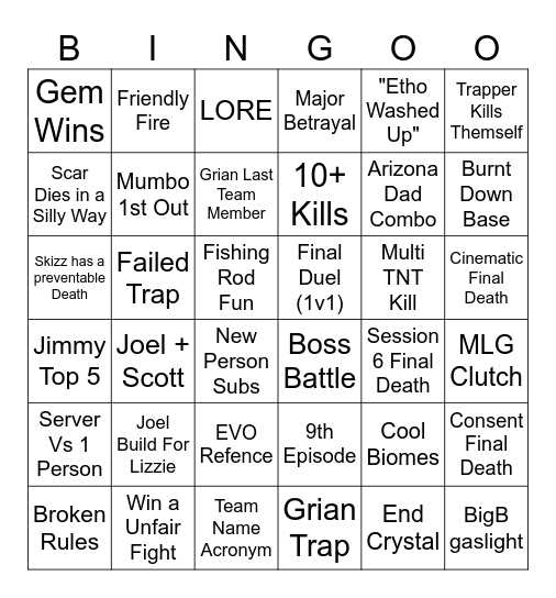 LIFE Season 7 Bingo Card