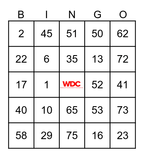 WORLDCITY Bingo Card