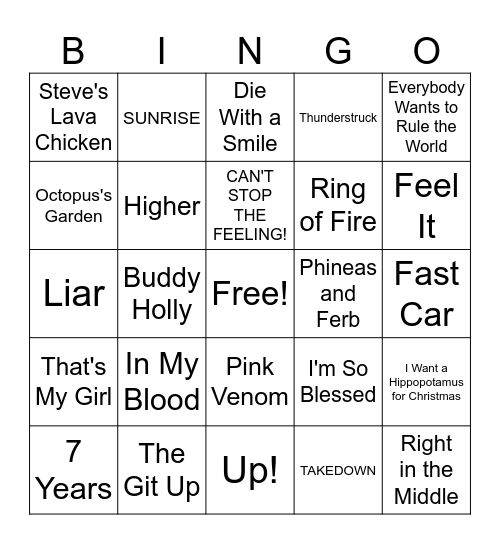 Rhythm Monsters Bingo Card