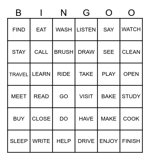 PRESENT TO PAST Bingo Card