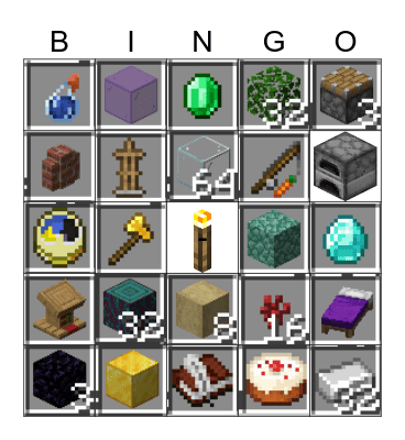 Minecraft Bingo Card