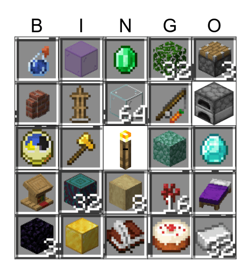 Minecraft Bingo Card