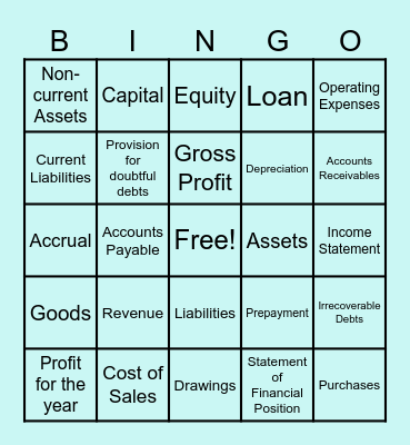 Financial Statement Bingo Card