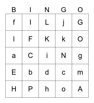 Alphabet BINGO Card