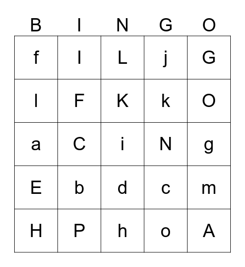 Alphabet BINGO Card