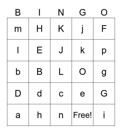 Alphabet BINGO Card
