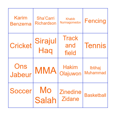 Muslim Athletes Bingo! Bingo Card