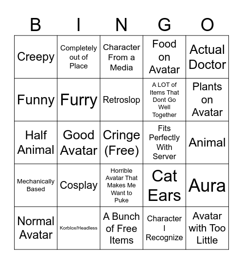 Maple Hospital Avatar Bingo Card