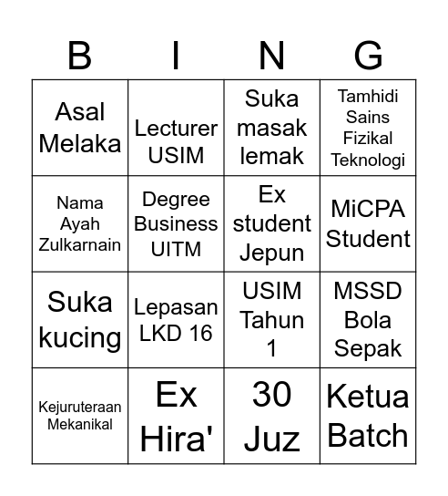 Dinner SANTUN 2025/2026 Bingo Card