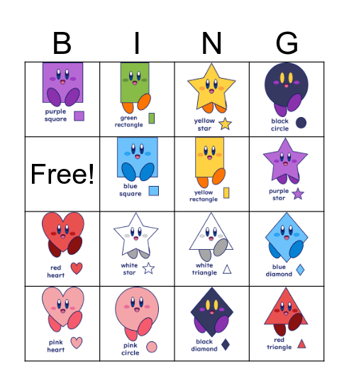 Kirby Shapes BINGO! Bingo Card