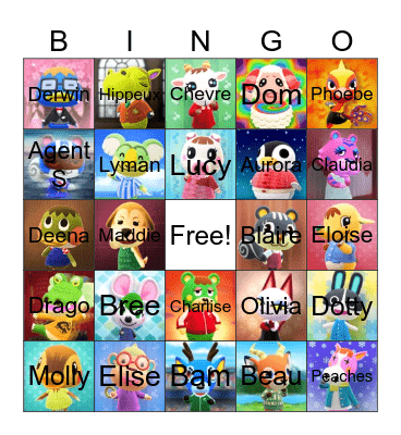 Animal Crossing Villager Hunting Bingo Card