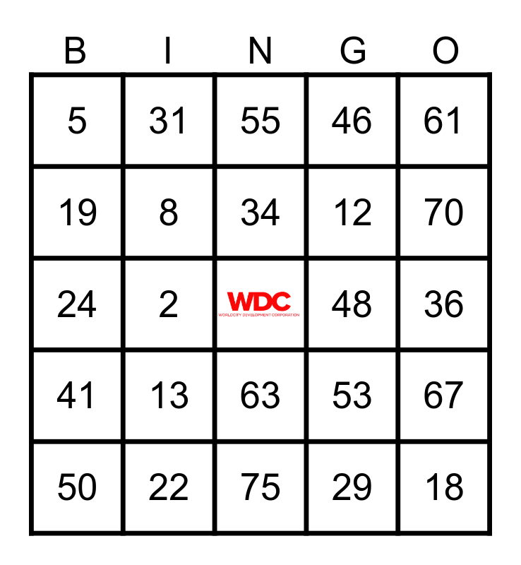 WORLD CITY Bingo Card