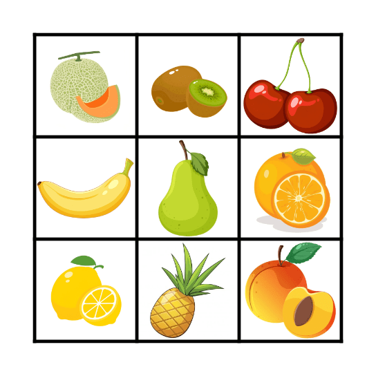 Les fruits Bingo Card