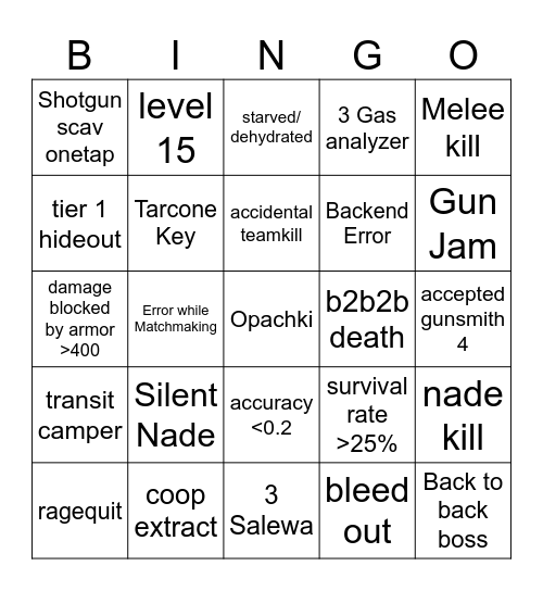 Eft Wipeday Bingo Card