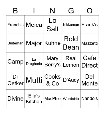 RHA Brand Bingo Card