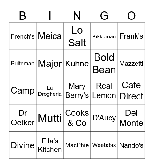 RHA Brand Bingo Card
