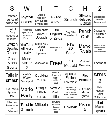 Switch 2 Bingo Card