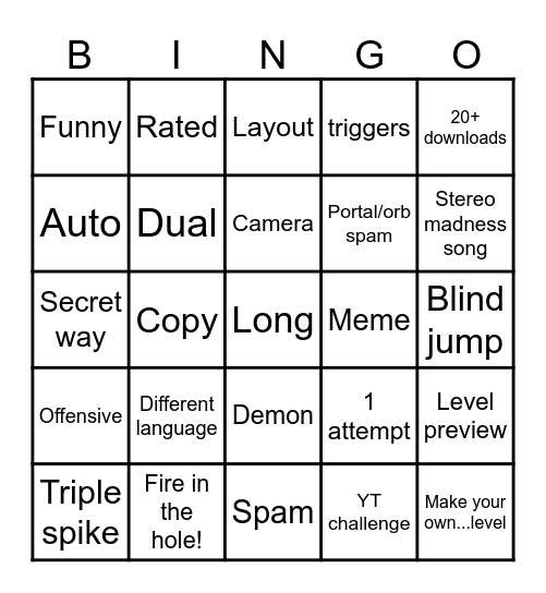 Beat Bounce bingo Card