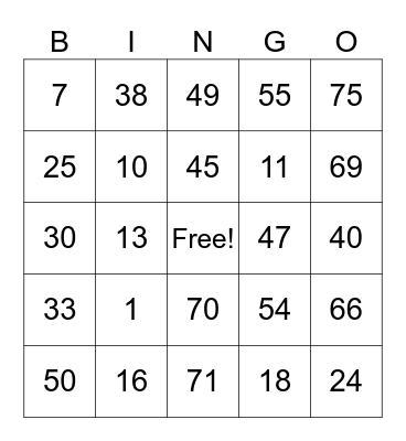 Quienee’s Card Bingo Card