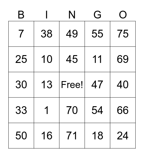Quienee’s Card Bingo Card