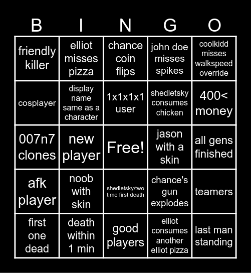 FORSAKEN BINGO Card