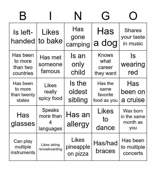 Icebreaker Bingo: Find Someone Who Bingo Card