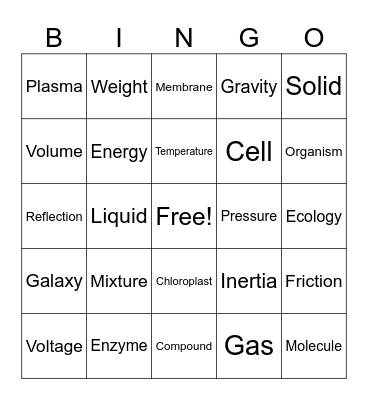 Science Bingo Card