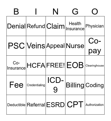 Billing Bingo Card