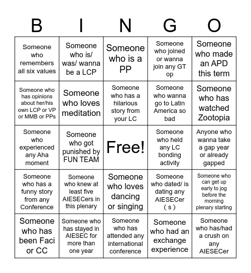 2025 SumCo Bingo Card