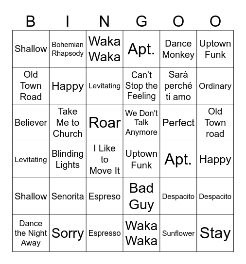 🎶 Musical Bingo 🎶 Bingo Card
