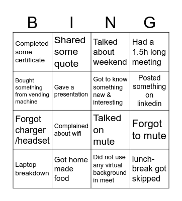 Office bingo Card