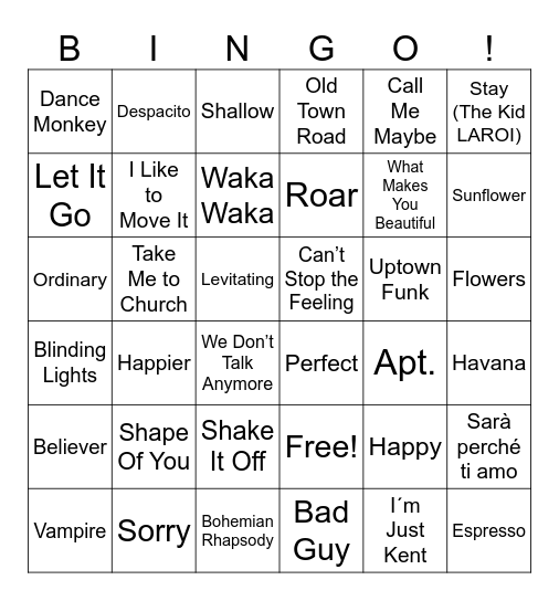 🎶 Musical Bingo 🎶 Bingo Card