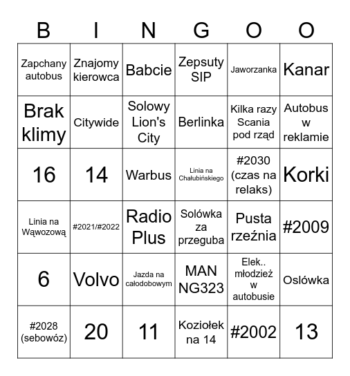 MZK Koszalin bingo Card