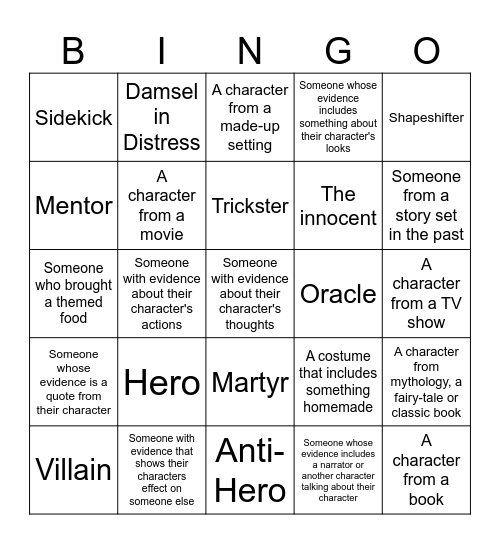 Archetype Bingo Card