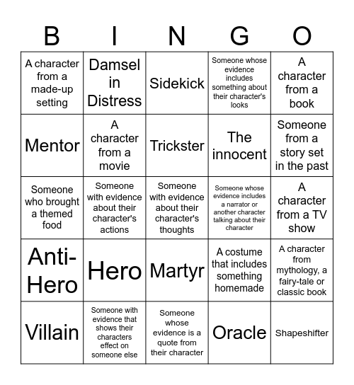 Archetype Bingo Card