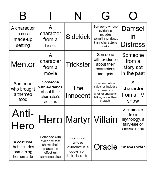 Archetype Bingo Card