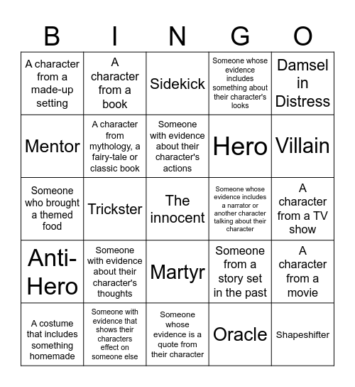 Archetype Bingo Card
