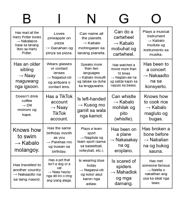 ICE BREAKING BINGO GAME Bingo Card