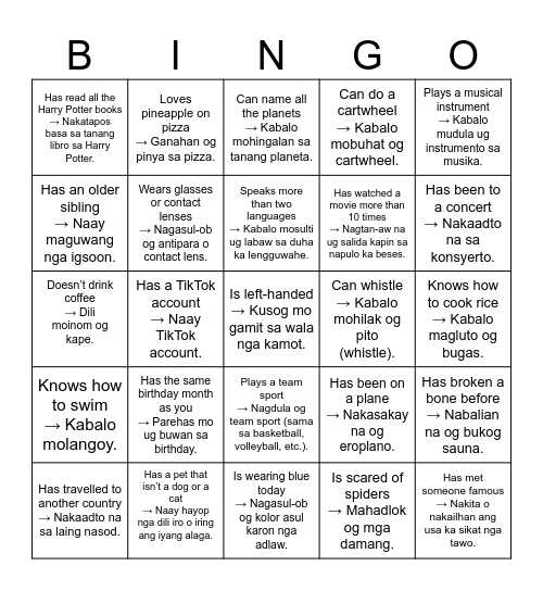ICE BREAKING BINGO GAME Bingo Card