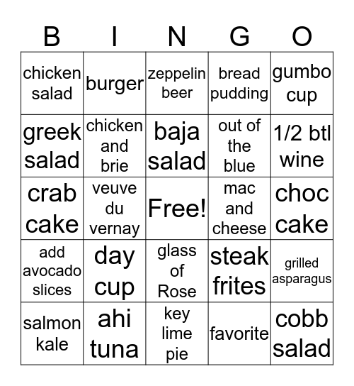 Cappy's Bingo Card