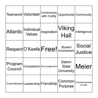 Social Change Bingo Card