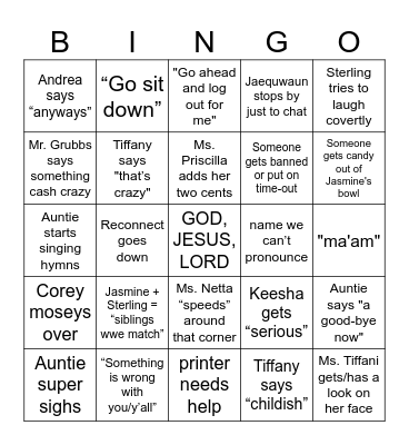 we is back... i think Bingo Card