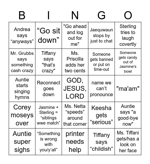 we is back... i think Bingo Card